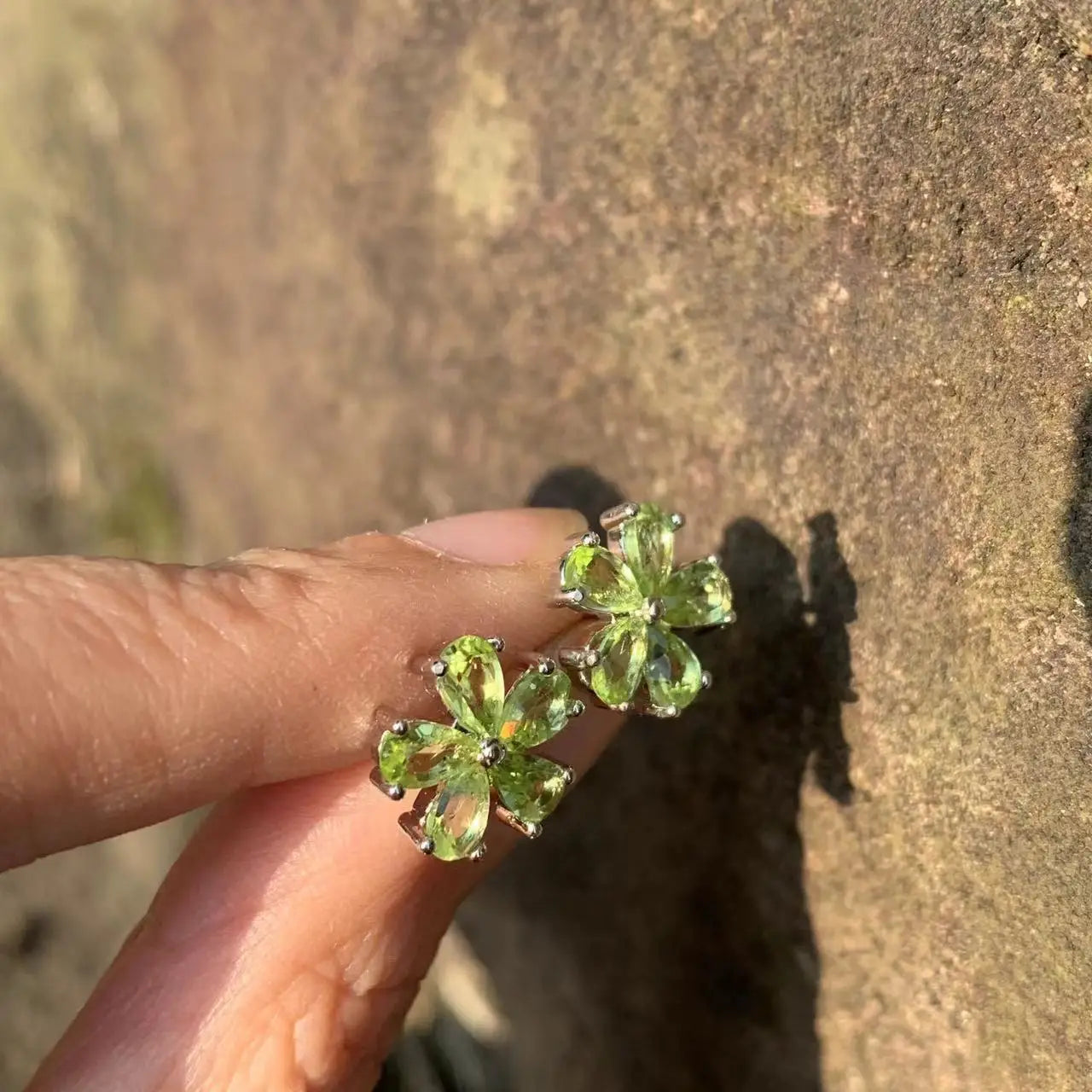 Natural Peridot 925 Sterling Silver Stud Earrings For Women