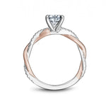 Huitan Delicate Two Tone Twist Women Rings Classic 4 Claw Design Shiny CZ Female Wedding Engagement Romantic Girl Gift New