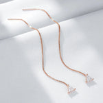 Luxury Rose Gold Natural Zircon Long Ear Wire Earrings for Women