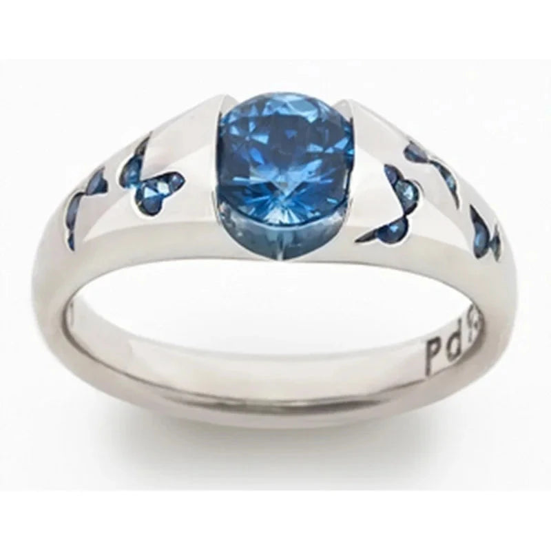 Butterfly Ring Silver Color Inlaid White Stone for WomenDG135015
