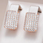 Rose Gold Square Natural Zircon Earrings for Women