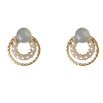Imitation Pearl Circles Tiny Stud Earrings for Women