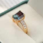 Gold Plated Tourmaline Color CZ Ring for Women