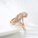 Luxury Fashion Natural Zircon Big Ring For Women 585 Rose Gold