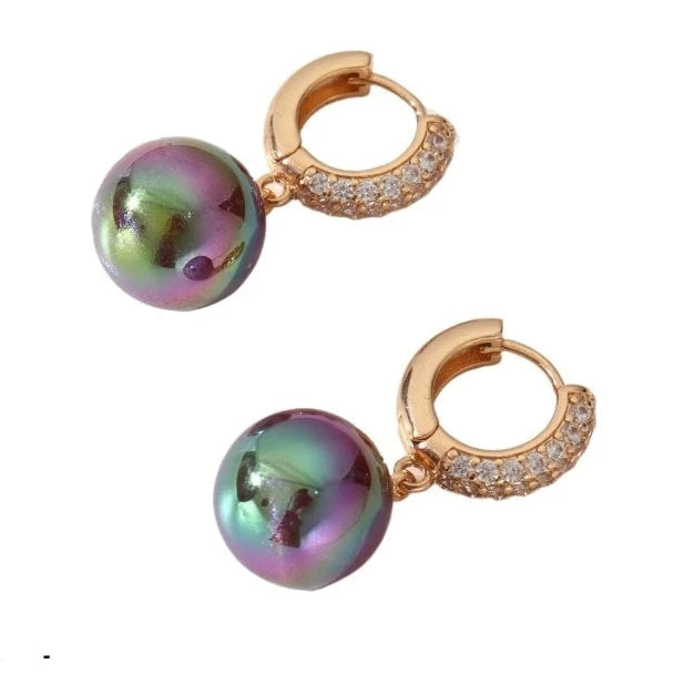 Golden Pearl Dangle & Zircon Drop Earrings for Women