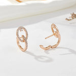 Shiny Natural Zircon Pierced Earrings For Women 585 Rose Gold