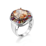 Bridal Big Round Colorful Finger 925 Sterling Silver Rings
