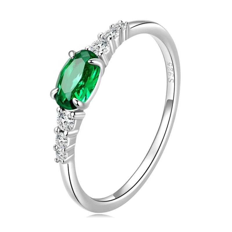 Floral Emerald 925 Sterling Silver RingRing6Oval