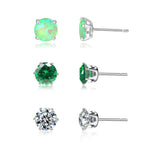 3 Pairs of Red Opal Stone Stud EarringsOT206
