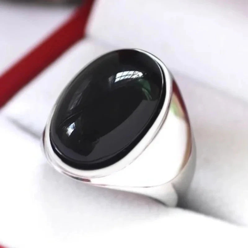 Vintage Gray Cat Eye Stainless Steel Ring