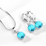 925 Sterling Silver Crystal Set – Necklace & Earringslight ocean blue