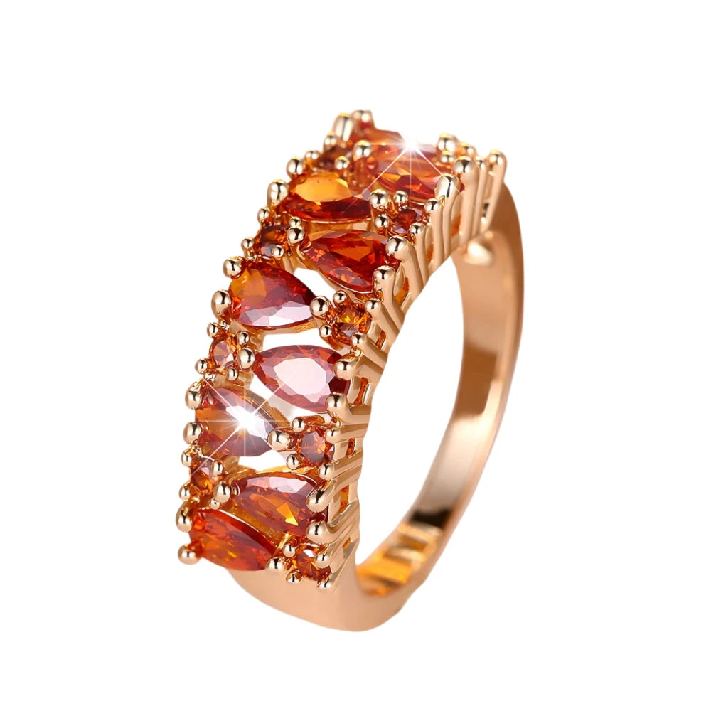 Red Zircon Pear Cut Water Drop Ring – Vintage GoldGold Red8