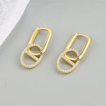 Double Loop Geometric Zircon Earrings for WomenE1058