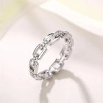 2025 Trendy Jewelry Chain Shape Finger Ring for Women Silver Color Shiny Zirconia Accessories Daily Life Fashion Lady Gift
