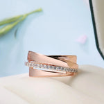 Rose Gold Glossy Natural Zircon Single Row Gold Rings for Women