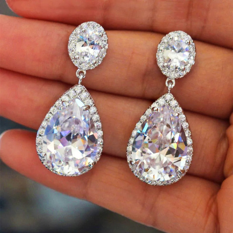 Sapphire Dangle Earring Jewelry 925 Sterling silver Party Wedding Drop EarringsE1315