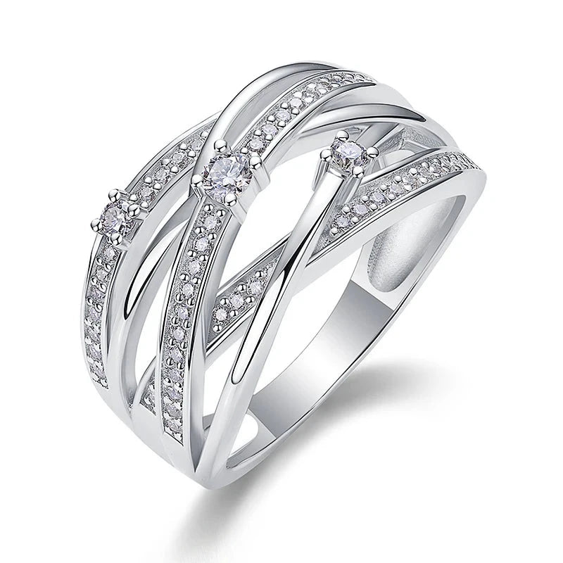 CZ Multi-layer Hollow Design Rings for Women