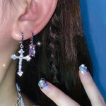 Rhinestone Zircon Cross Pendant EarringsStyle 3