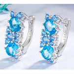 Aquamarine U Shaped Hoop Earrings for Women Fashion Jewelry