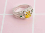 Exquisite Opal Ring Round Opal Yellow Stone Hand Jewelry