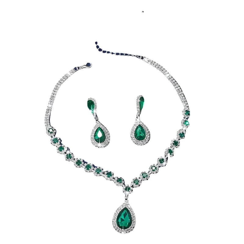 Luxury Necklace Earrings For Women Water Drop Pendant