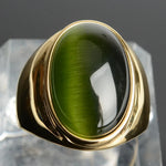 Vintage Gray Cat Eye Stainless Steel RingArmyGreen- G12