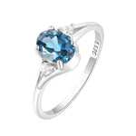 Genuine Natural Oval London Blue Topaz 925 Sterling Silver Solitaire RingCHINA6