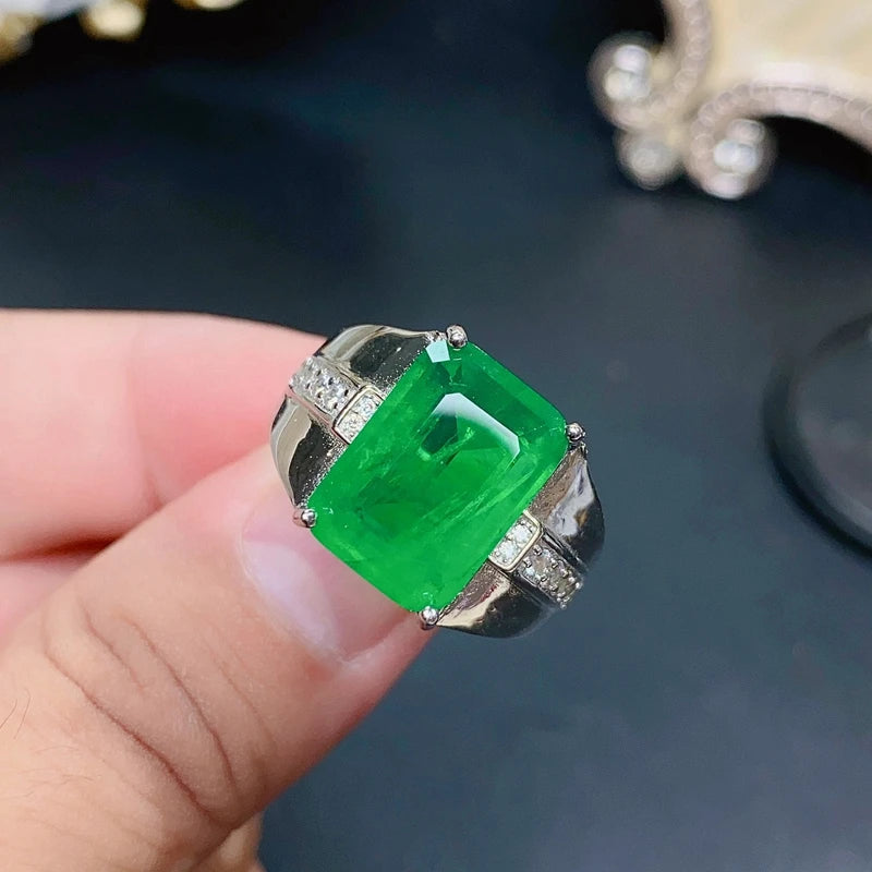 Natural Emerald Ring 925 Sterling Silver Gemstone12
