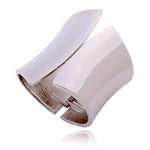 Wide Asymmetric Punk Bangle – Steampunk Femme JewelryS041 Smooth Silver
