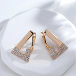 585 Rose Gold Geometric Cubic Zirconia Earrings for Women