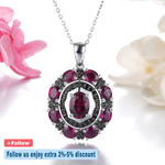 Natural Rhodolite Garnet Black Spinel Solid Silver Pendant 6.2 Carats Genuine Gemstone Rose Garnet Romantic Classic Style