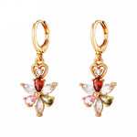 Cute Colorful Crystal Flower Hoop Earrings for WomenCopper Earrings 1CHINA