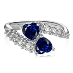 5MM Heart Cut Lab Created Sapphire Gemstone Romantic RingBlue9