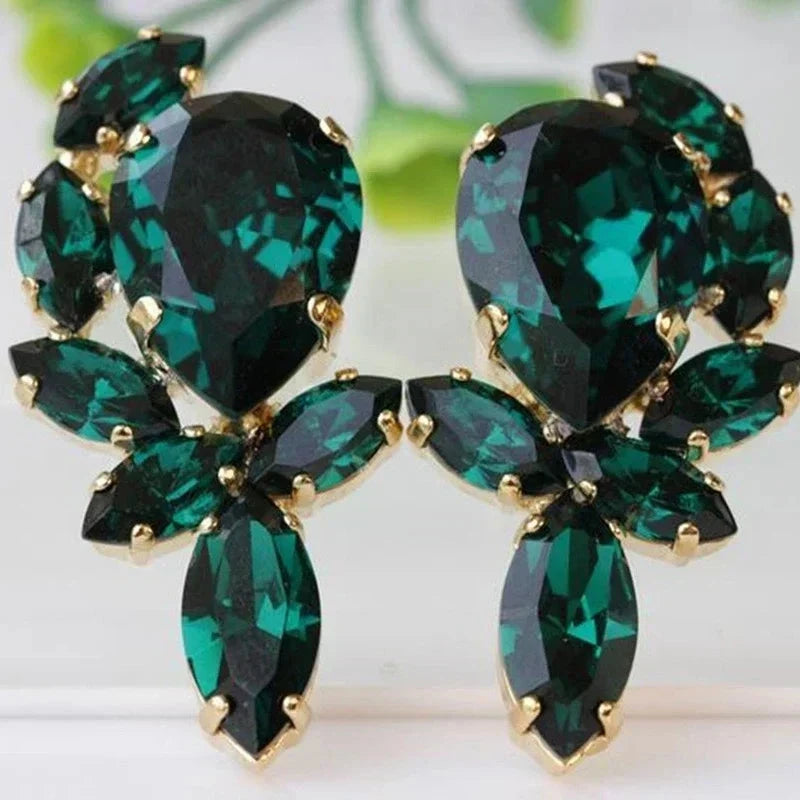 Luxury Green Crystal Drop Earrings – Women's Anniversary Gift