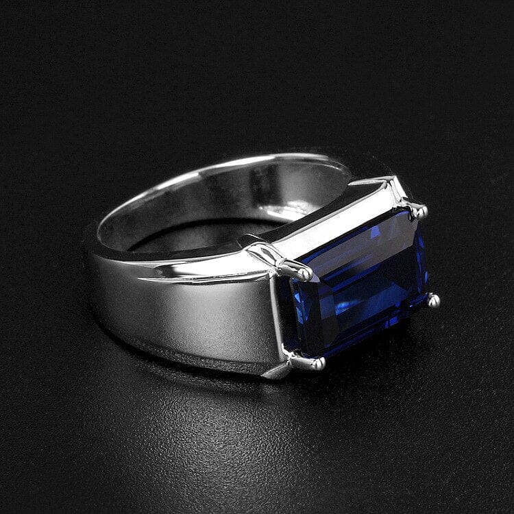 Sapphire and Emerald Stone Solitaire Eternity Square Silver Resizable RingRing