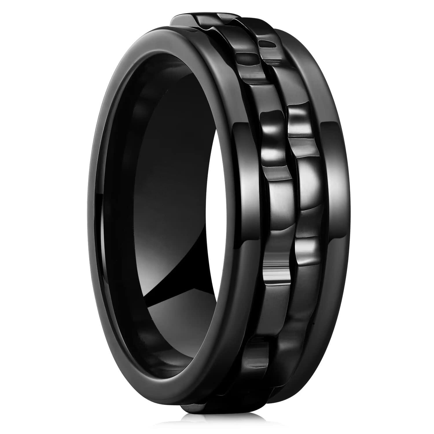Titanium Steel Rotating Fidget Ring For MenMen's Ring9Black