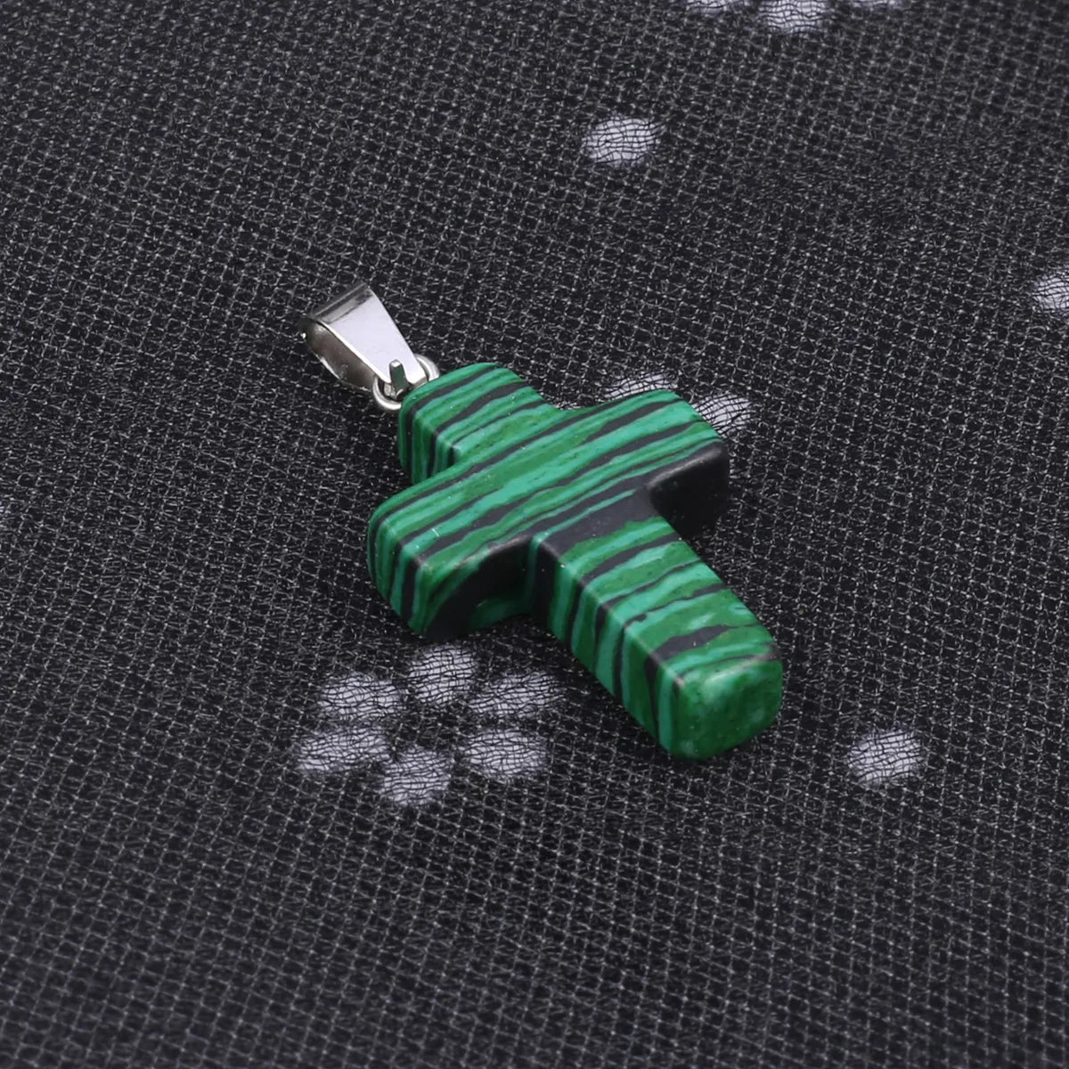 1pcs Fashion Natural Stone Pendant Only CrossMalachite