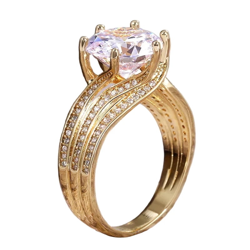 Cubic Zirconia Moissanite Ring Gold for Women
