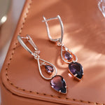 Transparent Grey Stone Drop Earrings – 585 Rose Gold