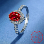 Oval Cut Natural Red Garnet 925 Sterling Silver Jewelry SetRing