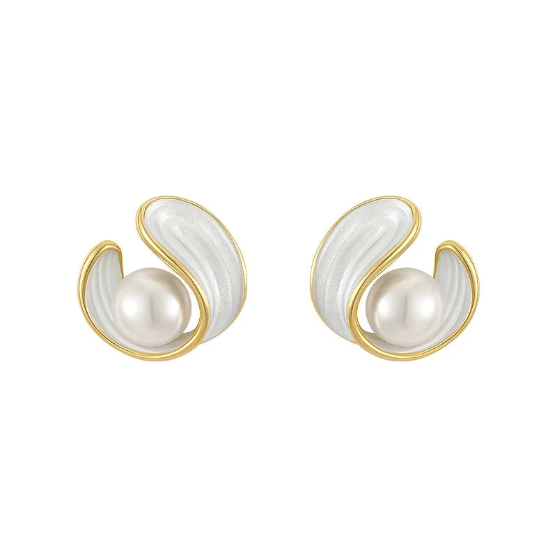 Exquisite Pearl & Enamel Earrings for Women