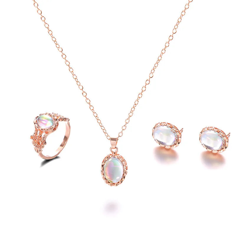 Elegant Opal Jewelry Sets For Woman Cubic Water Drop