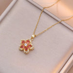 Shiny Zircon Spin Flower Necklace for WomenNC24Y0051-1