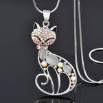 Cute Opal Stone Rhinestone Animal Necklace Pendant Long Necklacesmain stone color