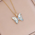 Gradient Butterfly Pendant NecklaceXL255-sky blue