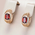 Classic Red Zircon Drop Earrings – Rose Gold Color
