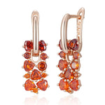 Shiny Red Natural Zircon 585 Rose Gold Drop Earrings For WomenH2186Red