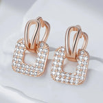 Luxury Rose Gold Zircon Square Drop Earrings for Women