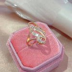 Luxury Fashion Natural Zircon Big Ring For Women 585 Rose Gold