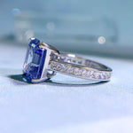 10*11mm Sapphire and Diamond 925 Sterling Silver RingRing